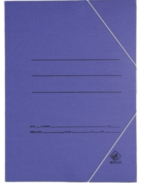 PAQ 20 CARPETA CARTON Fº GOMAS SIN SOLAPAS AZUL